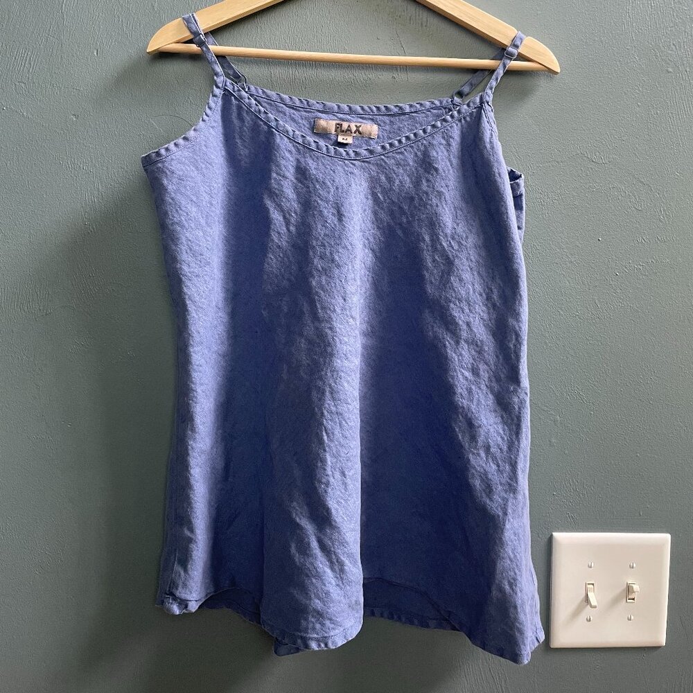 Women's Flax 100% Linen Strappy Top Size M Blue EUC